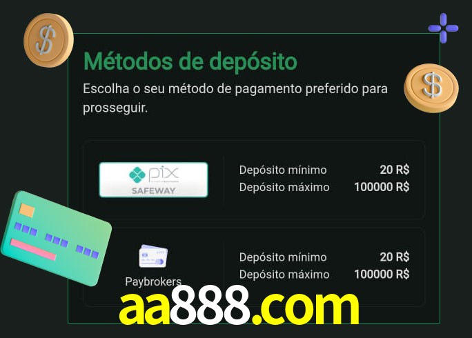 O cassino aa888.com oferece uma grande variedade de métodos de pagamento